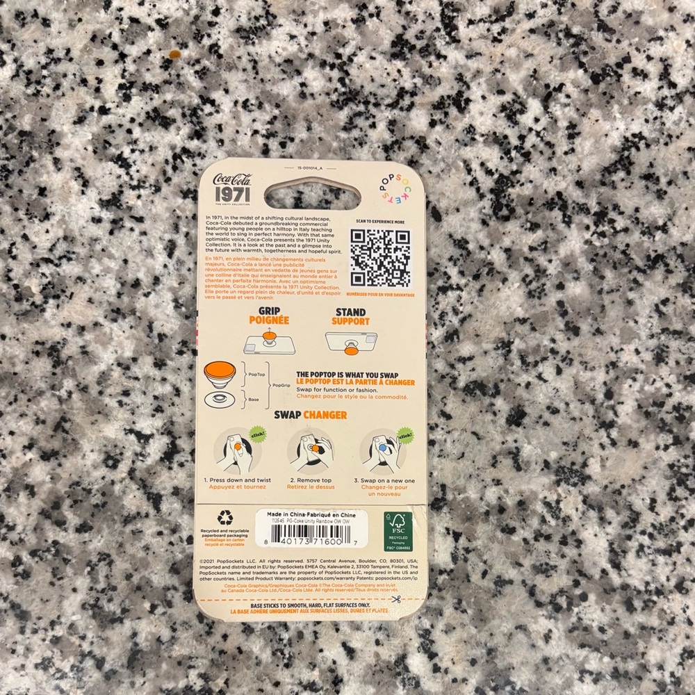 Coca Cola PopSocket 1971 The Unity Collection Limited Edition - Picture 4 of 5